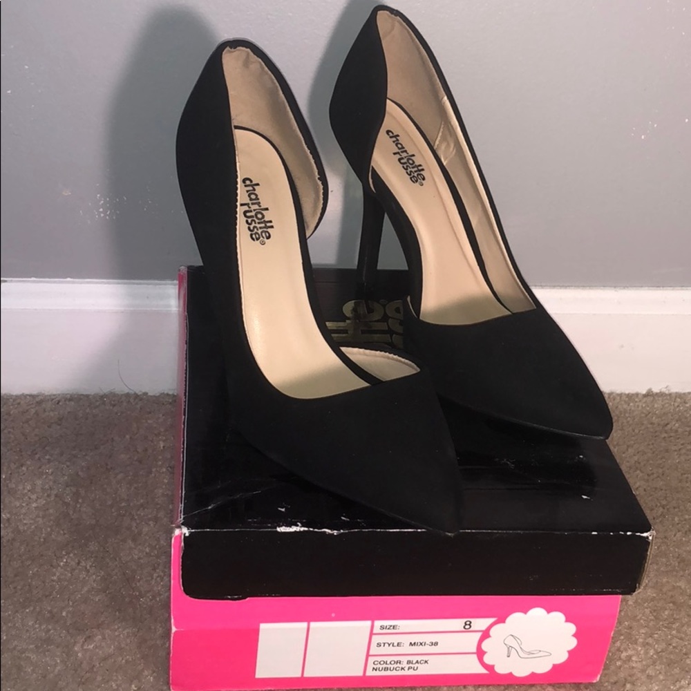 Black suede heels